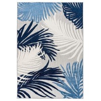 Rugshop Lucca Contemporary Floral Indoor/Outdoor Area Rug 5' X 7' Navy