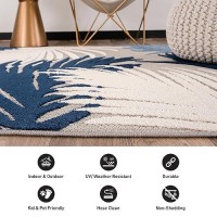 Rugshop Lucca Contemporary Floral Indoor/Outdoor Area Rug 5' X 7' Navy