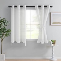 Hiasan Grey Sheer Curtains For Bedroom With Tiebacks Light Filtering Voile Textured Drape Airy Breathable Grommet Window Curtai