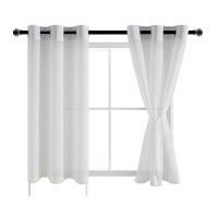 Hiasan Grey Sheer Curtains For Bedroom With Tiebacks Light Filtering Voile Textured Drape Airy Breathable Grommet Window Curtai