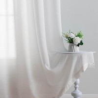 Hiasan Grey Sheer Curtains For Bedroom With Tiebacks Light Filtering Voile Textured Drape Airy Breathable Grommet Window Curtai