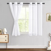 Hiasan White Sheer Curtains For Bedroom Tiebacks Grommet Light Filtering Lightweight Voile Window Curtains For Living Room Ki