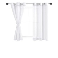 Hiasan White Sheer Curtains For Bedroom Tiebacks Grommet Light Filtering Lightweight Voile Window Curtains For Living Room Ki