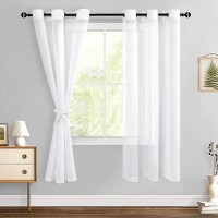 Hiasan Sheer Curtains For Bedroom With Tiebacks Light Filtering Airy Breathable Voile Drapes Lightweight Grommet Window Curtain