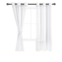 Hiasan Sheer Curtains For Bedroom With Tiebacks Light Filtering Airy Breathable Voile Drapes Lightweight Grommet Window Curtain