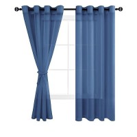 Hiasan Sheer Curtains For Living Room With Tiebacks Light Filtering Voile Textured Drapes Lightweight Grommet Window Curtains F