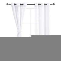 Hiasan White Sheer Curtains With Tiebacks For Bedroom Grommet Light Filtering Semi Transparent Voile Drapes Grommet Window Curt