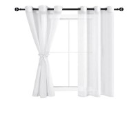 Hiasan Sheer Curtains For Bedroom With Tiebacks Grommet Light Filtering Lightweight Voile Textured Window Curtains For Living R