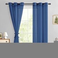 Hiasan Sheer Curtains For Bedroom With Tiebacks Extra Long Light Filtering And Lightweight Voile Window Curtains For Patio Slid