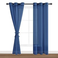 Hiasan Sheer Curtains For Bedroom With Tiebacks Extra Long Light Filtering And Lightweight Voile Window Curtains For Patio Slid