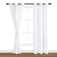 Hiasan White Sheer Curtains 84 Inches Long With Tiebacks Lightweight And Light Filtering Voile Drapes Extra Long Grommet Window