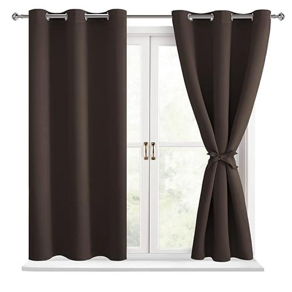 Hiasan Short Blackout Curtains For Bedroom Thermal Insulated Light Blocking Window Curtains For Living Room 2 Drape Panels