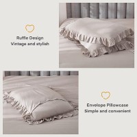 Andency Wheat Ruffle Comforter Full(79X90Inch)  3 Pieces(1 Ruffled Comforter And 2 Pillowcases) Vintage Ruffle Fringe Comforter  Farmhouse Rustic Microfiber Down Alternative Bedding Comforter Set