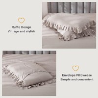 Andency Wheat Ruffled Comforter King(104X90Inch)  3 Pieces(1 Ruffle Comforter And 2 Pillowcases) Vintage Ruffle Fringe Comforter  Farmhouse Rustic Microfiber Down Alternative Bedding Comforter Set