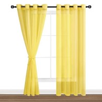 Hiasan Sheer Curtains For Living Room With Tiebacks Grommet Top Light Filtering Airy Voile Drapes Lightweight Window Curtains F