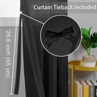 Hiasan Black Sheer Curtains For Bedroom With Tiebacks Grommet Light Filtering Lightweight Voile Window Curtains For Living Room