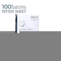 Royale Linens 400 Thread Count 100 Cotton Sateen Fitted Sheet Ultrasoft Wrinkle Fade Resistant Bottom Sheet Deep Pocke