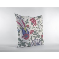 Hiding Peacock Broadcloth Indoor Outdoor Blown And Closed Pillow Burgundy On White