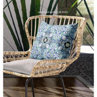 Clover Leaf Floral Broadcloth Indoor Outdoor Blown And Closed Pillow Blue White Black