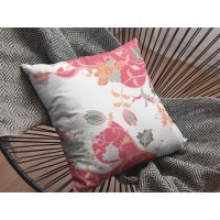 Carnation Garden Broadcloth Indoor Outdoor Zippered Pillow Red On White