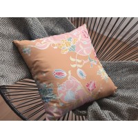 Carnation Garden Broadcloth Indoor Outdoor Zippered Pillow Pink On Orange