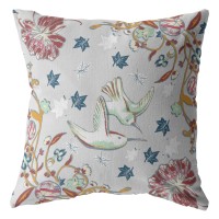 Bird Amla Broadcloth Indoor Outdoor Blown And Closed Pillow Gray