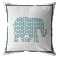 Light Elephant Broadcloth Indoor Outdoor Blown And Closed Pillow Light Blue And Gold And White