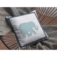 Light Elephant Broadcloth Indoor Outdoor Blown And Closed Pillow Light Blue And Gold And White