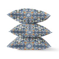 Clover Leaf Floral Broadcloth Indoor Outdoor Zippered Pillow Blue Orange