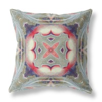 Pastel Floral Squares Broadcloth Indoor Outdoor Blown And Closed Pillow Muted Green Indigo Hot Pink