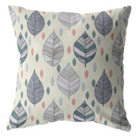 Fall Leaves Broadcloth Indoor Outdoor Blown And Closed Pillow Dark Green On Cream