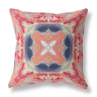 Pastel Floral Squares Broadcloth Indoor Outdoor Blown And Closed Pillow Red Indigo Green Cream