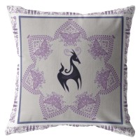 Horse And Butterflies Broadcloth Indoor Outdoor Zippered Pillow Black On Gray