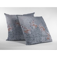 Painted Peacock Broadcloth Indoor Outdoor Blown And Closed Pillow Gray On Muted Blue