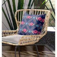 Lotus Peacock Rose Broadcloth Indoor Outdoor Blown And Closed Pillow Indigo Pink