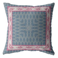 Square Nest Broadcloth Indoor Outdoor Zippered Pillow Pink And Blue