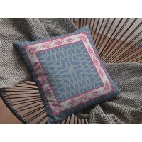 Square Nest Broadcloth Indoor Outdoor Zippered Pillow Pink And Blue