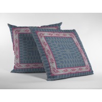 Square Nest Broadcloth Indoor Outdoor Zippered Pillow Pink And Blue