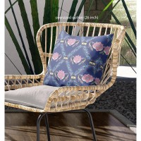 Lotus Peacock Rose Broadcloth Indoor Outdoor Zippered Pillow Purple Blue Pink