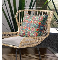 Clover Leaf Floral Broadcloth Indoor Outdoor Blown And Closed Pillow Orange Green