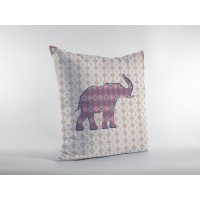 Elephant Silhouette Broadcloth Indoor Outdoor Blown And Closed Pillow Magenta