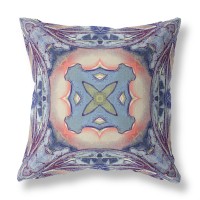 Pastel Floral Squares Broadcloth Indoor Outdoor Blown And Closed Pillow Sky Blue Indigo Muted Peach