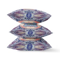 Pastel Floral Squares Broadcloth Indoor Outdoor Blown And Closed Pillow Sky Blue Indigo Muted Peach