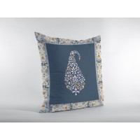 Fall Leaf Broadcloth Indoor Outdoor Blown And Closed Pillow White And Orange On Navy