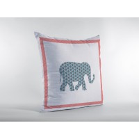 Light Elephant Broadcloth Indoor Outdoor Blown And Closed Pillow Blue And Pink On White