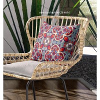 Clover Leaf Floral Broadcloth Indoor Outdoor Blown And Closed Pillow Red Orange Blue