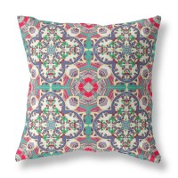 Clover Leaf Floral Broadcloth Indoor Outdoor Zippered Pillow Green Grey Pink