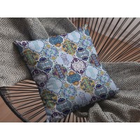 Flower Diamonds Broadcloth Indoor Outdoor Blown And Closed Pillow Orange And Blue