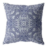 Tree Of Life Broadcloth Indoor Outdoor Blown And Closed Pillow Indigo On White