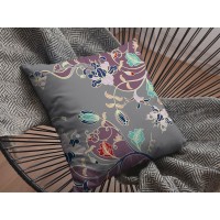 Carnation Garden Broadcloth Indoor Outdoor Blown And Closed Pillow Purple On Gray